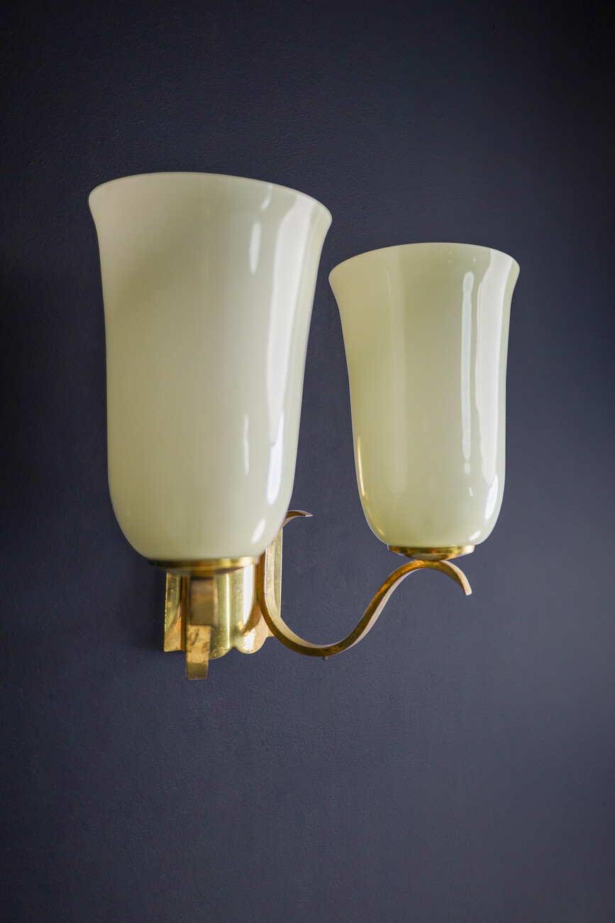 Art Deco Glass and brass Sconces, Germany 1930s Early-20th century