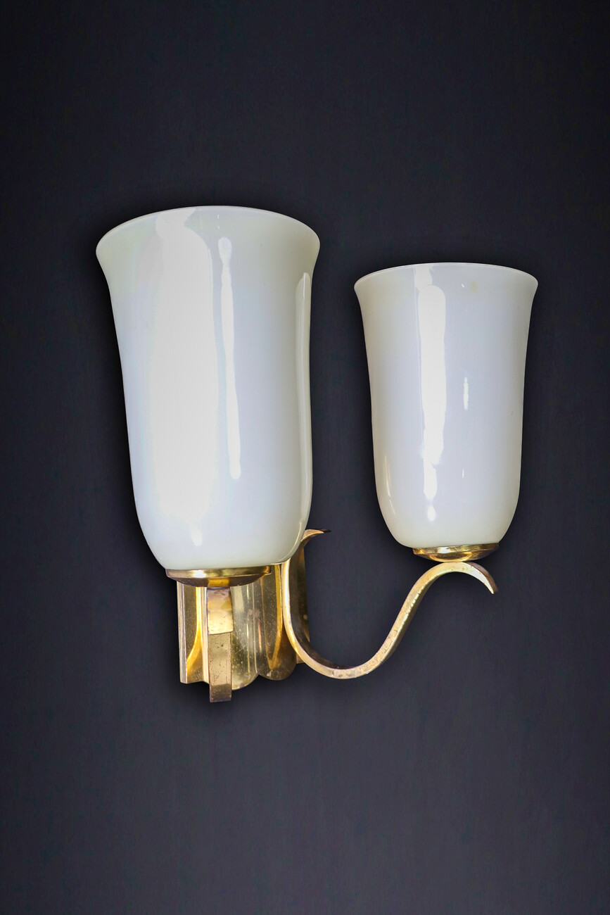 Art Deco Glass and brass Sconces, Germany 1930s Early-20th century