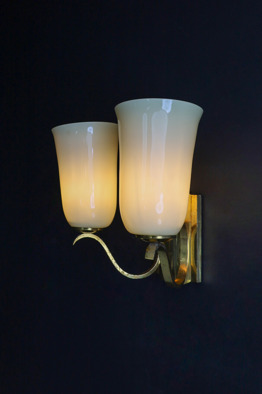 Art Deco Glass and brass Sconces, Germany 1930s Early-20th century