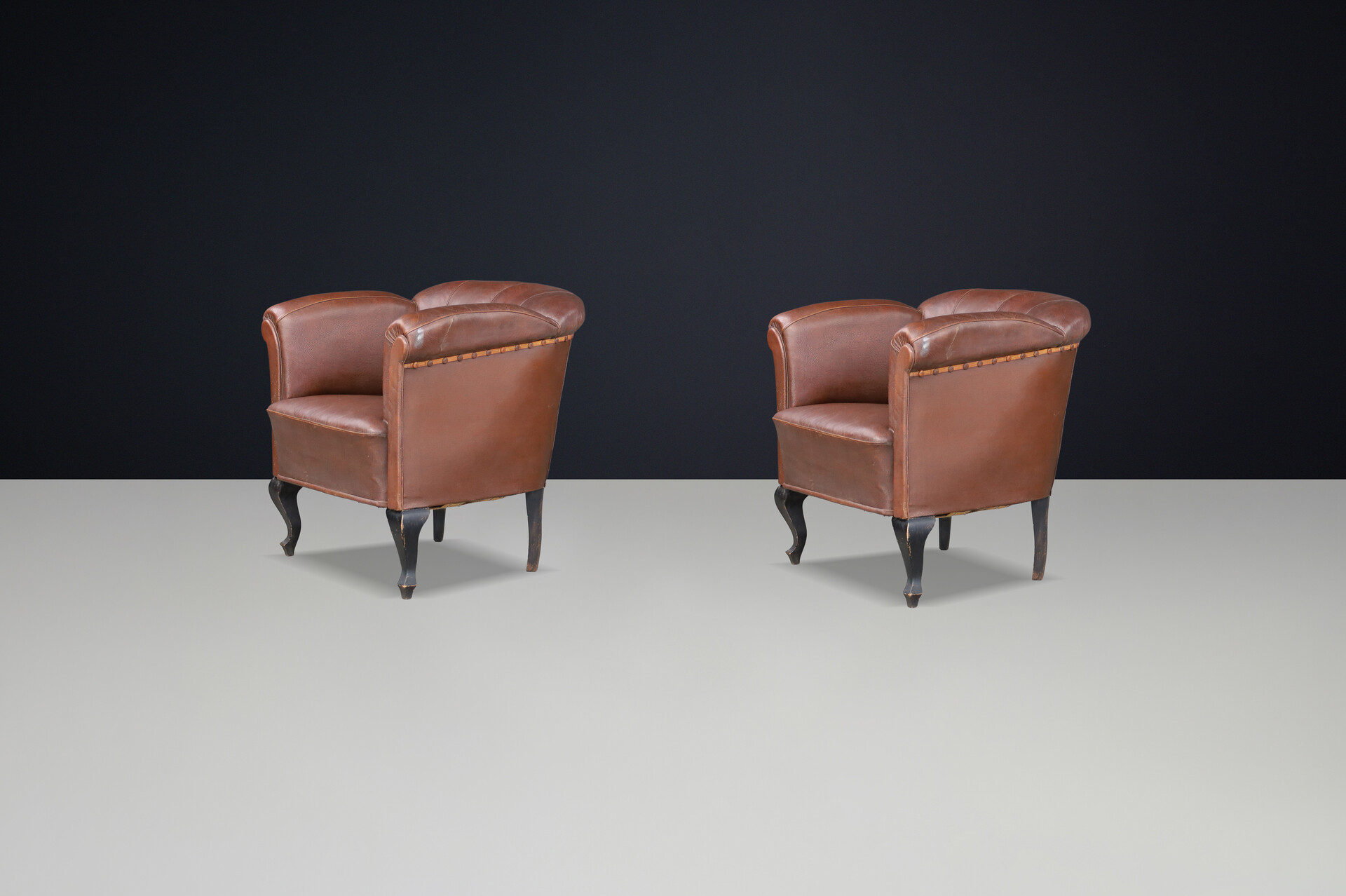 Art-deco leather Club chairs Praque 1930s Early-20th century