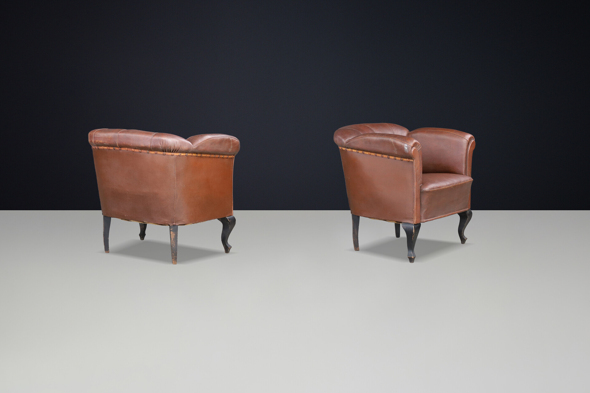 Art-deco leather Club chairs Praque 1930s Early-20th century