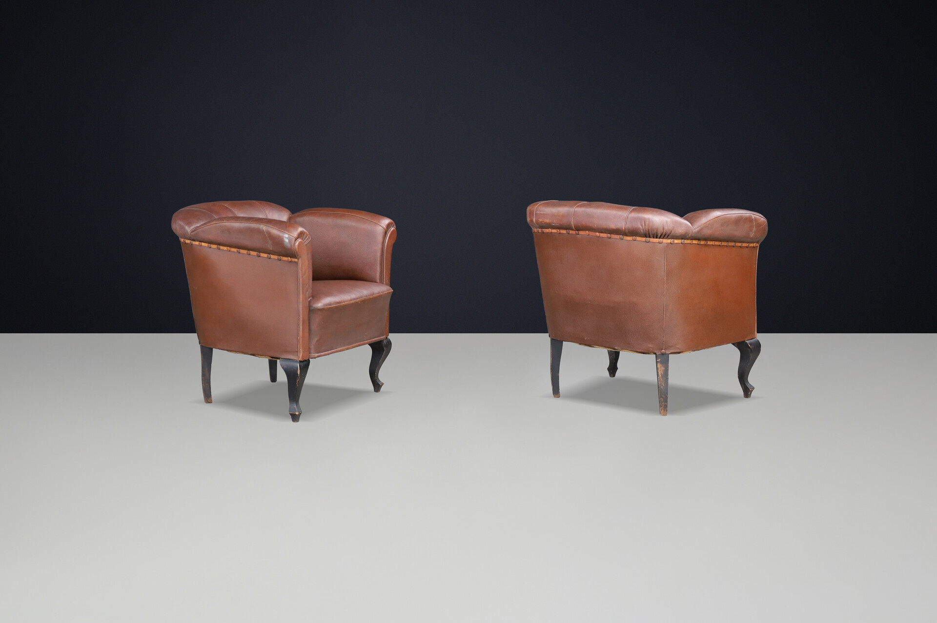 Art-deco leather Club chairs Praque 1930s Early-20th century