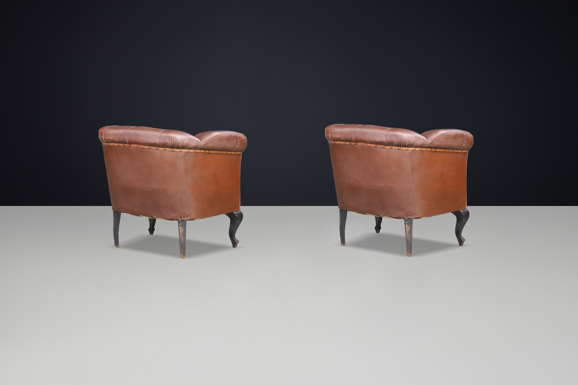 Art-deco leather Club chairs Praque 1930s Early-20th century