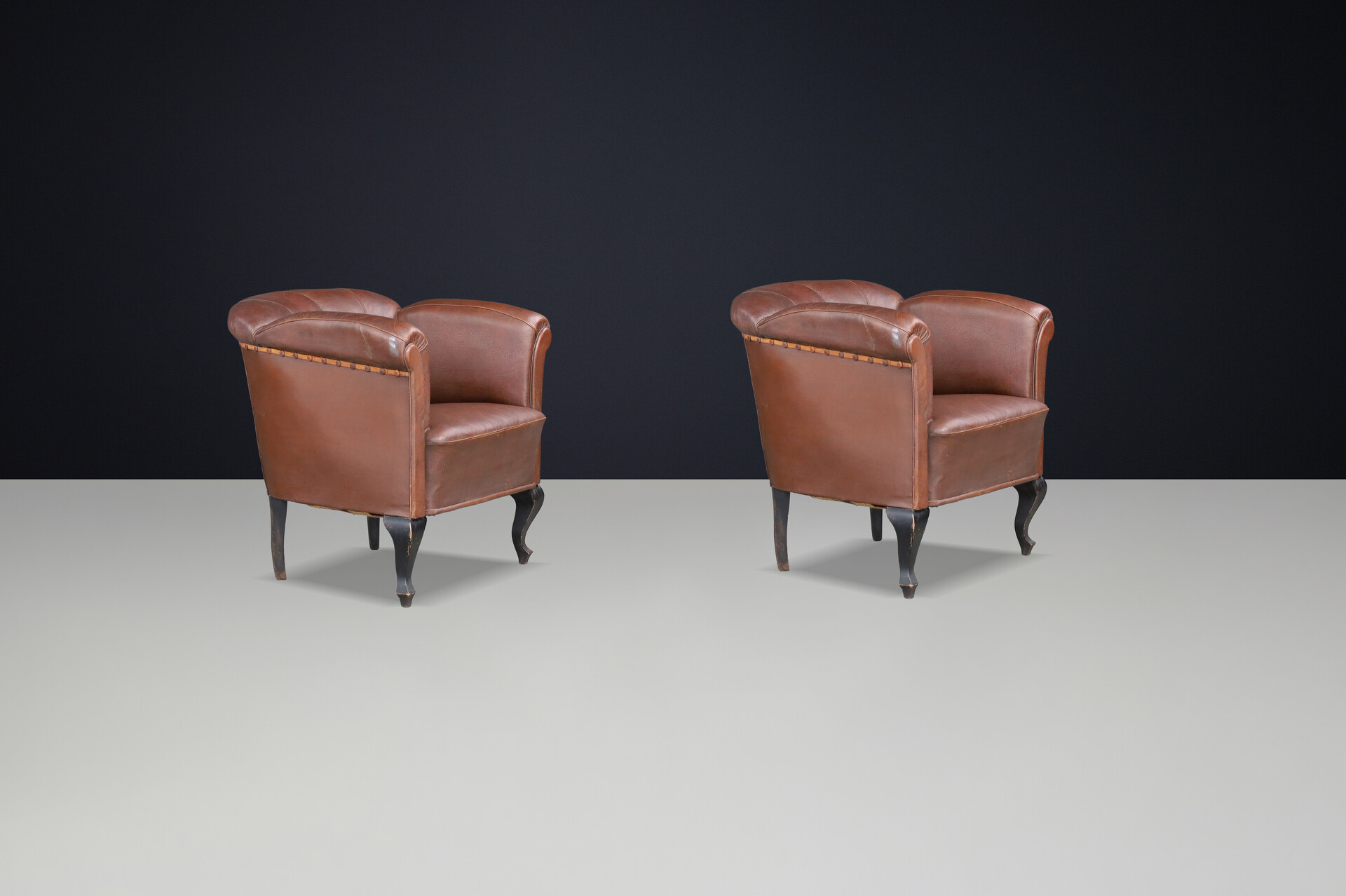 Art-deco leather Club chairs Praque 1930s Early-20th century