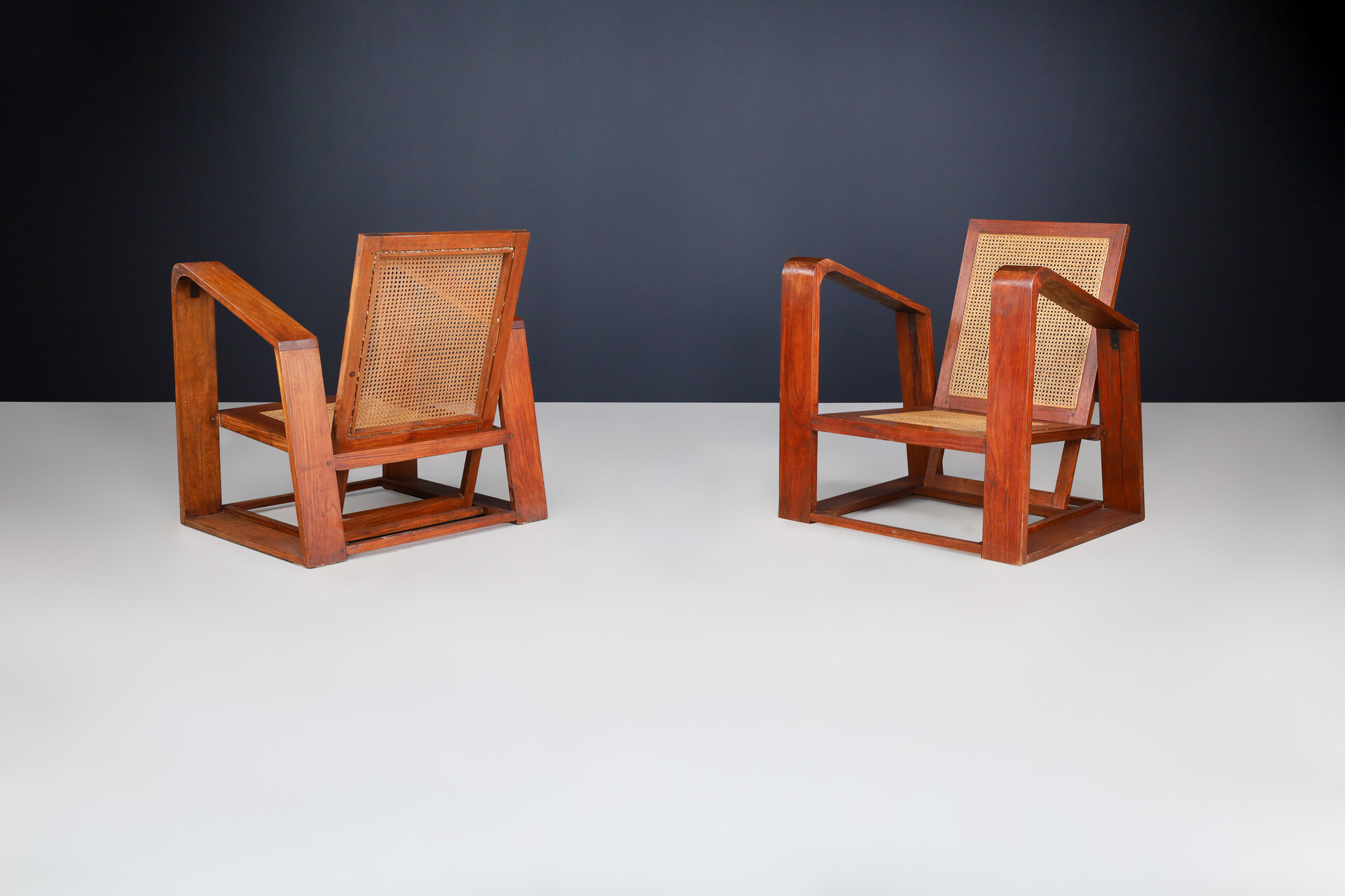 Art deco Lounge chair in hardwood and webbing, Italy 1920s 20th century