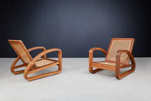 Art Deco Lounge Chairs in Teak and webbing, France 1930s Early-20th century