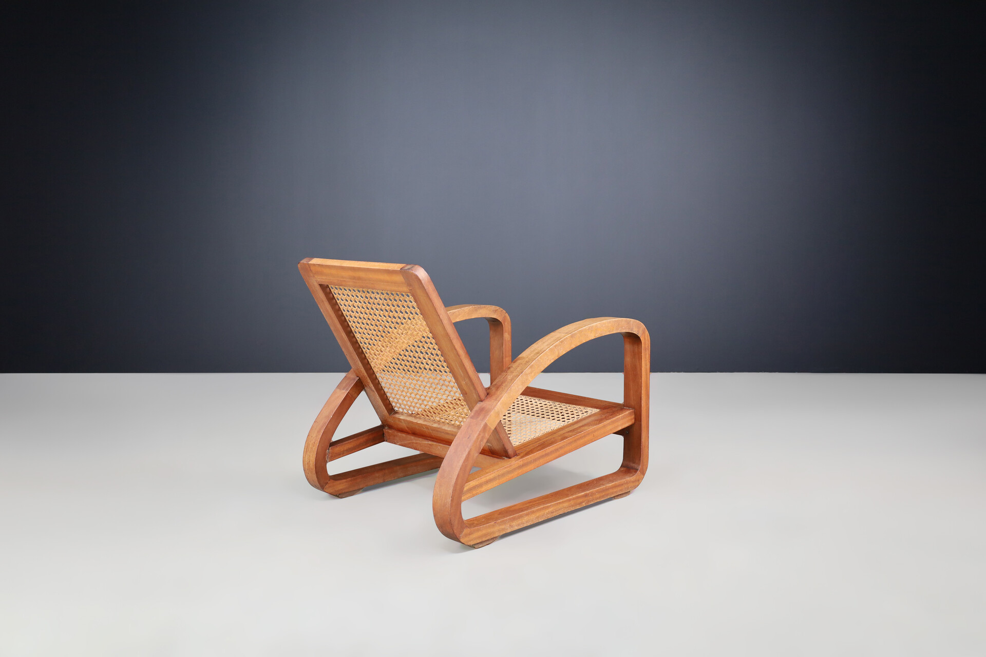 Art Deco Lounge Chairs in Teak and webbing, France 1930s Early-20th century