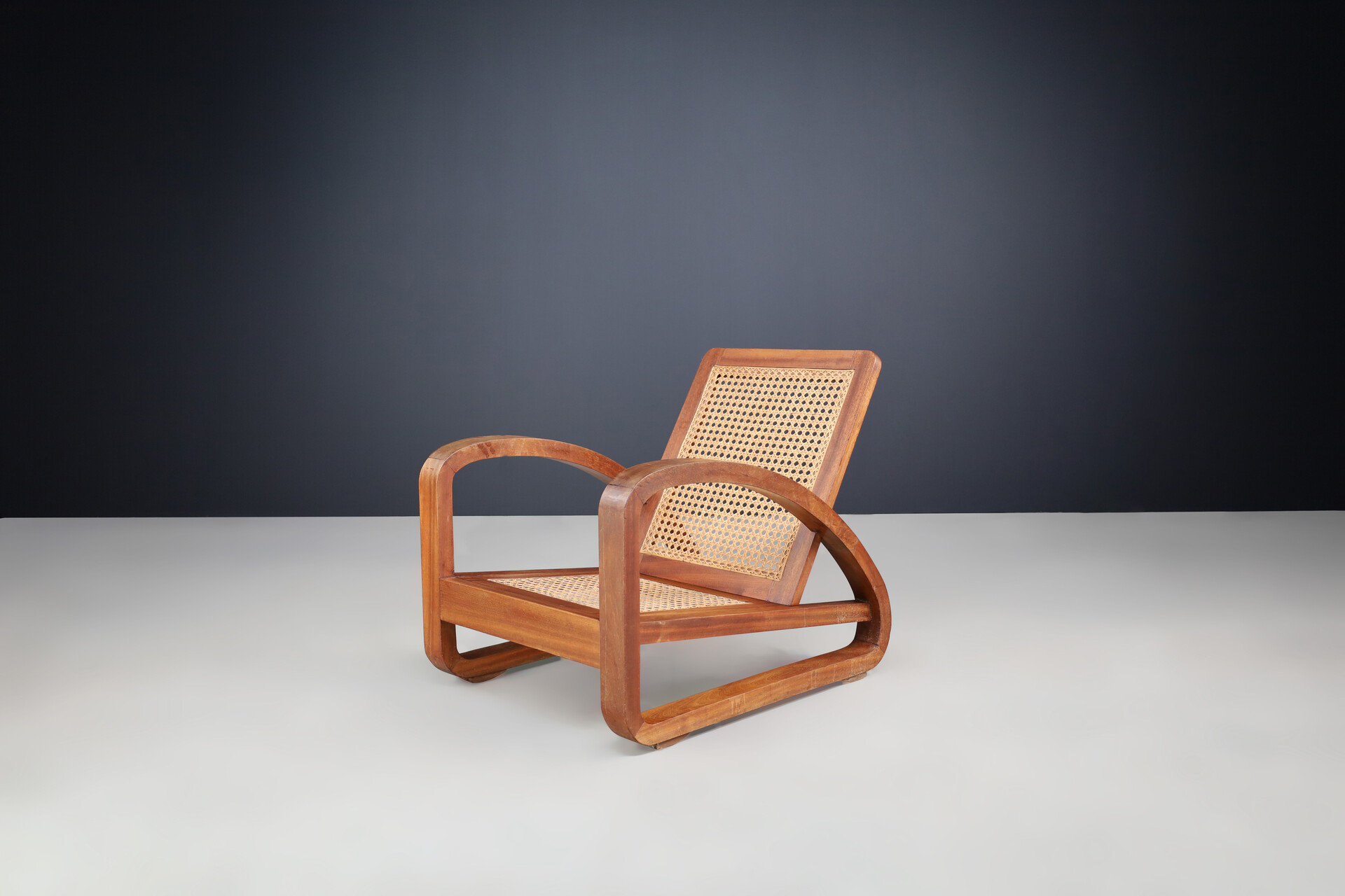 Art Deco Lounge Chairs in Teak and webbing, France 1930s Early-20th century