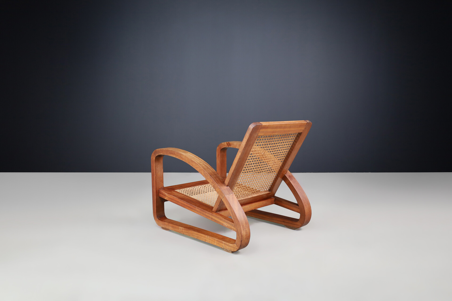 Art Deco Lounge Chairs in Teak and webbing, France 1930s Early-20th century