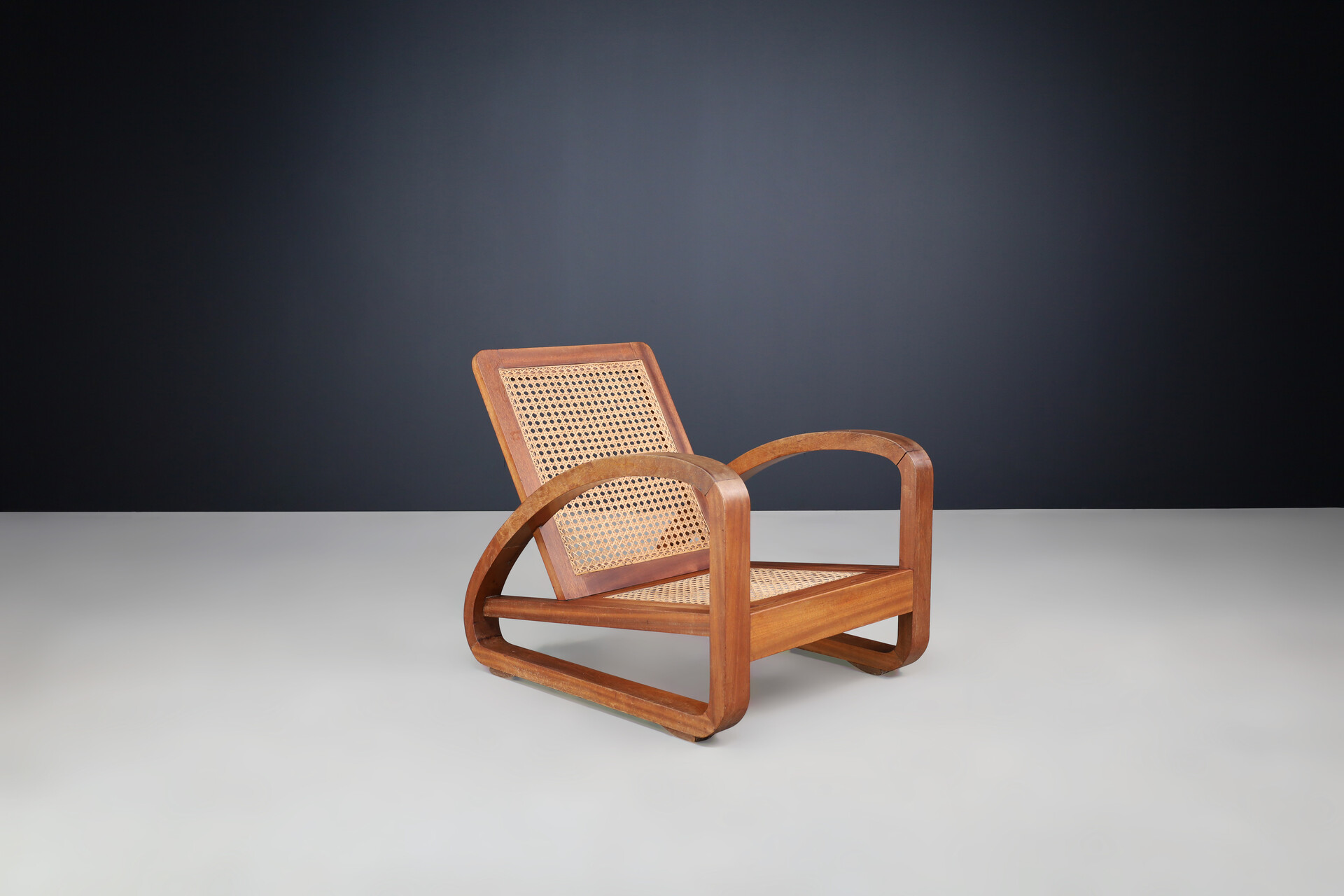 Art Deco Lounge Chairs in Teak and webbing, France 1930s Early-20th century