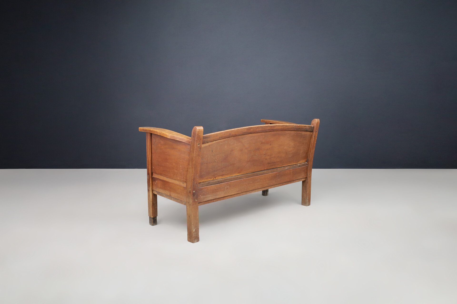 Art Deco Oak and Rush Bench, The Netherlands 1930s Early-20th century