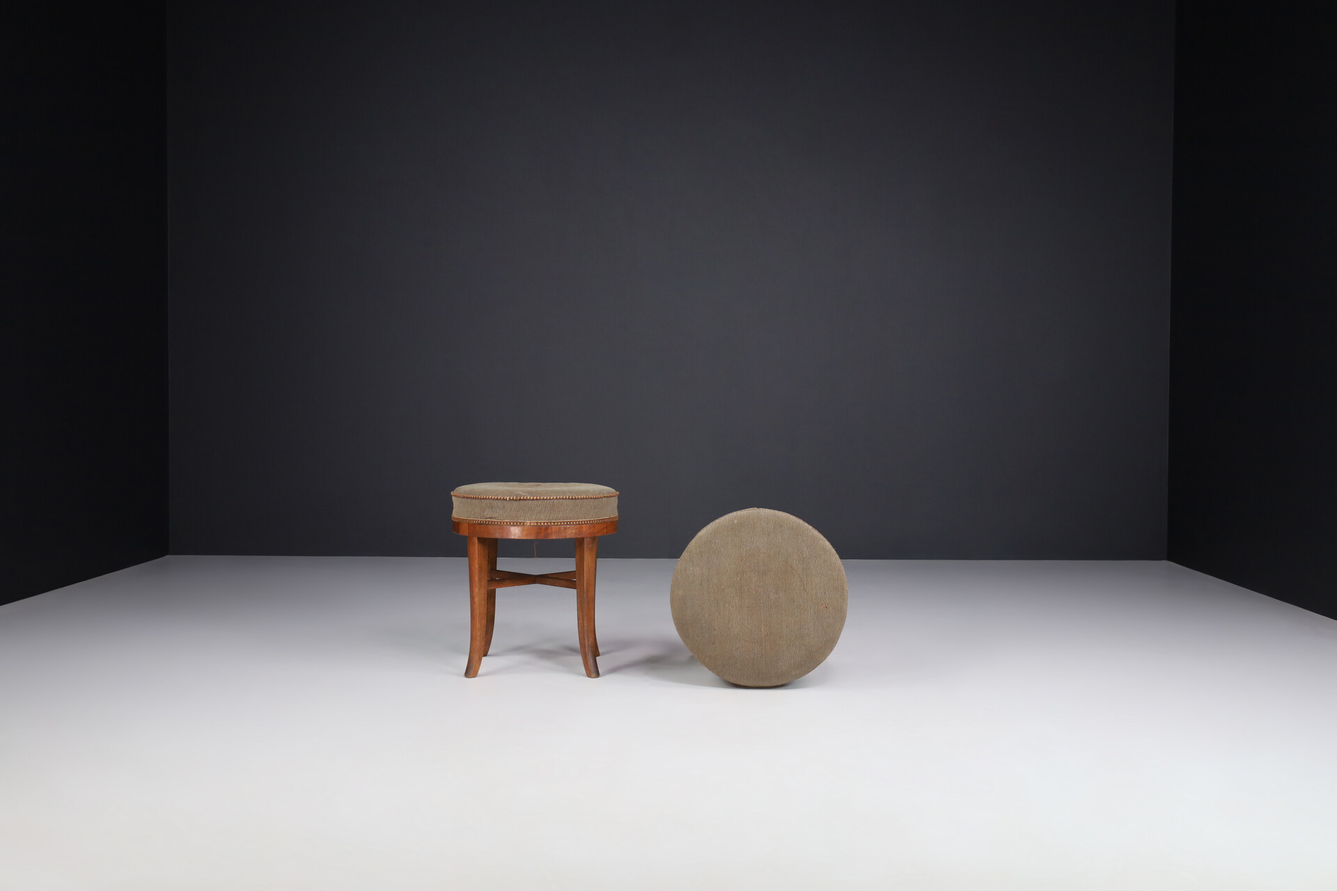 Art Deco stools with original upholstery , Praque 1930s Early-20th century
