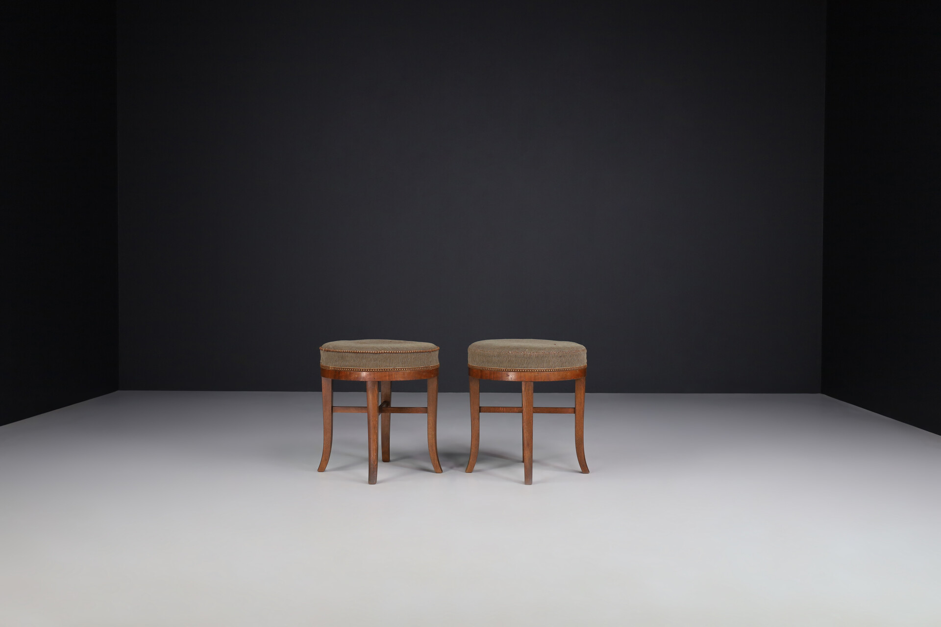Art Deco stools with original upholstery , Praque 1930s Early-20th century