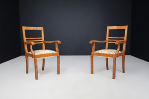 Art Deco Walnut and original upholstery Arm chairs, Praque 1930s Early-20th century
