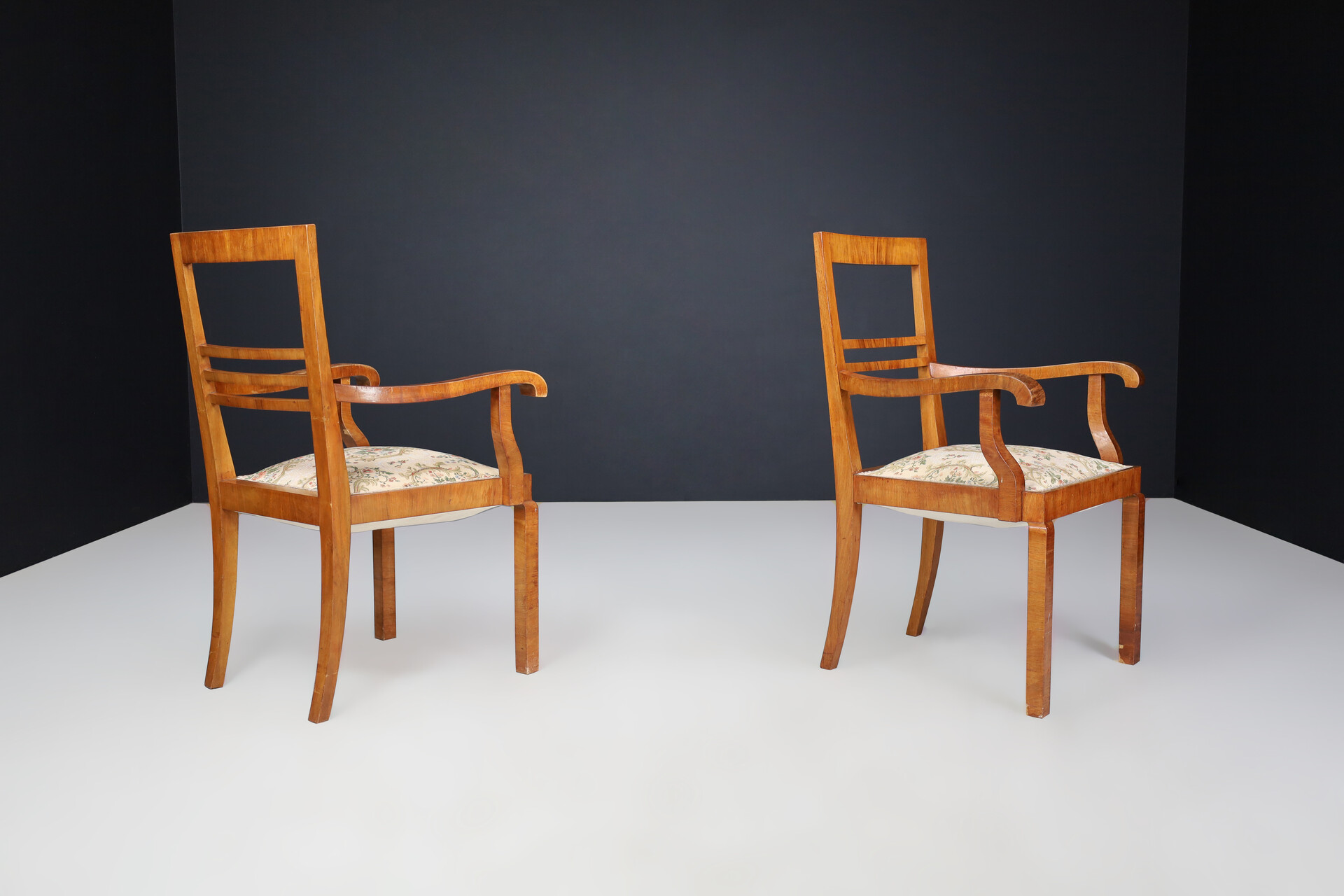 Art Deco Walnut and original upholstery Arm chairs, Praque 1930s Early-20th century