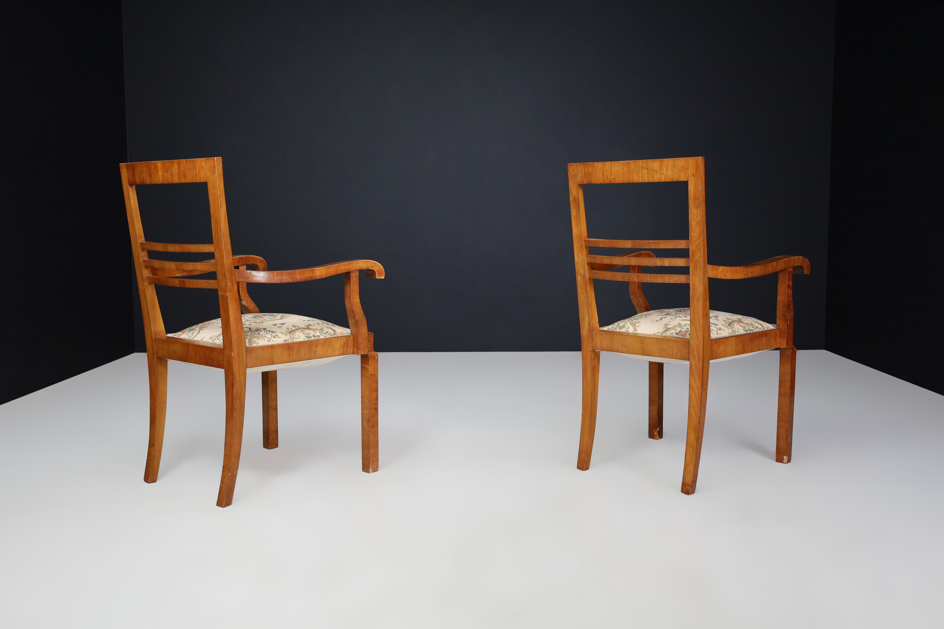 Art Deco Walnut and original upholstery Arm chairs, Praque 1930s Early-20th century