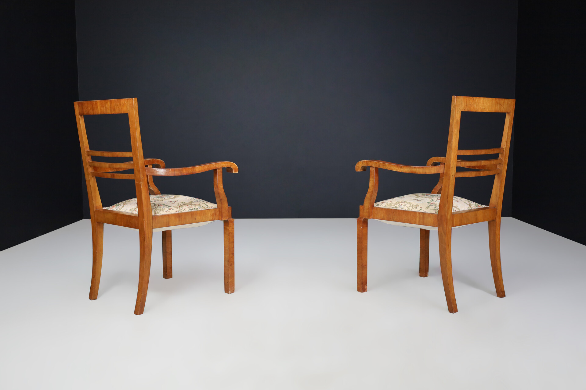 Art Deco Walnut and original upholstery Arm chairs, Praque 1930s Early-20th century