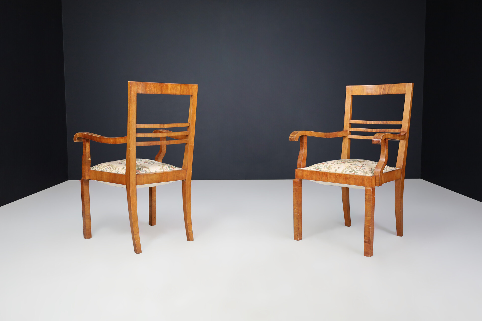 Art Deco Walnut and original upholstery Arm chairs, Praque 1930s Early-20th century