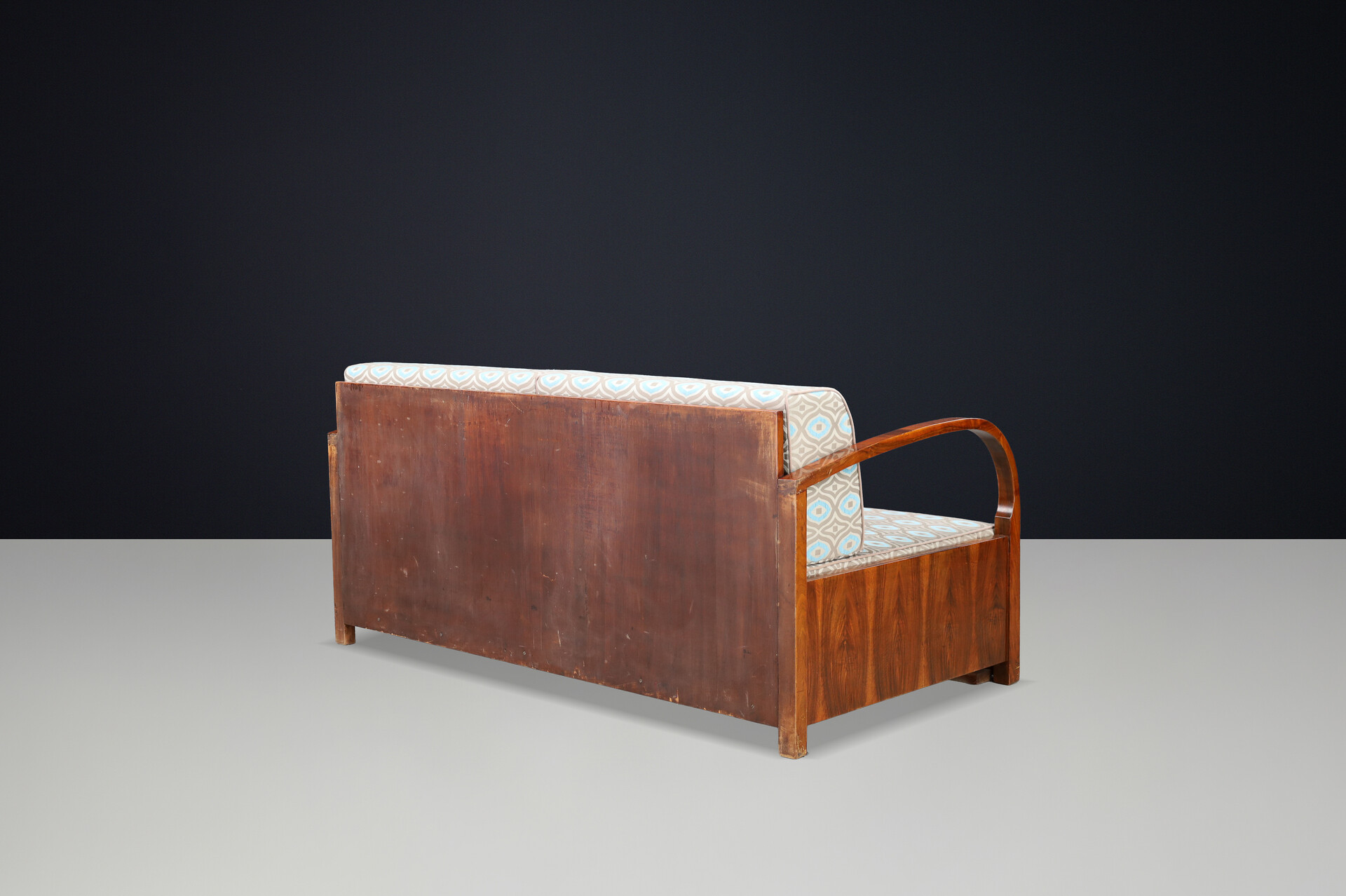 Art Deco Walnut Sofa with Pull-Out Daybed Function, Prague, 1930s Early-20th century