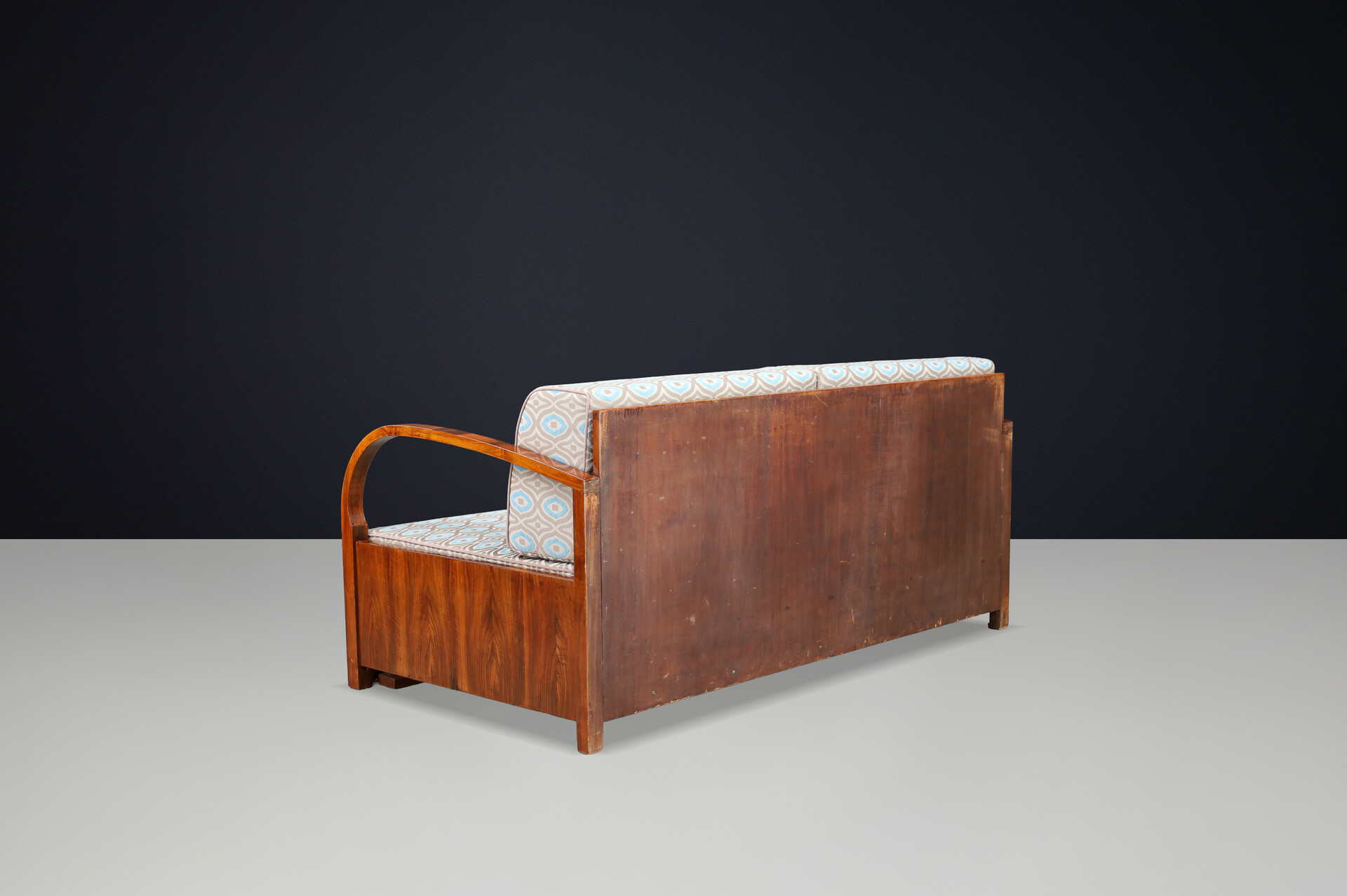 Art Deco Walnut Sofa with Pull-Out Daybed Function, Prague, 1930s Early-20th century