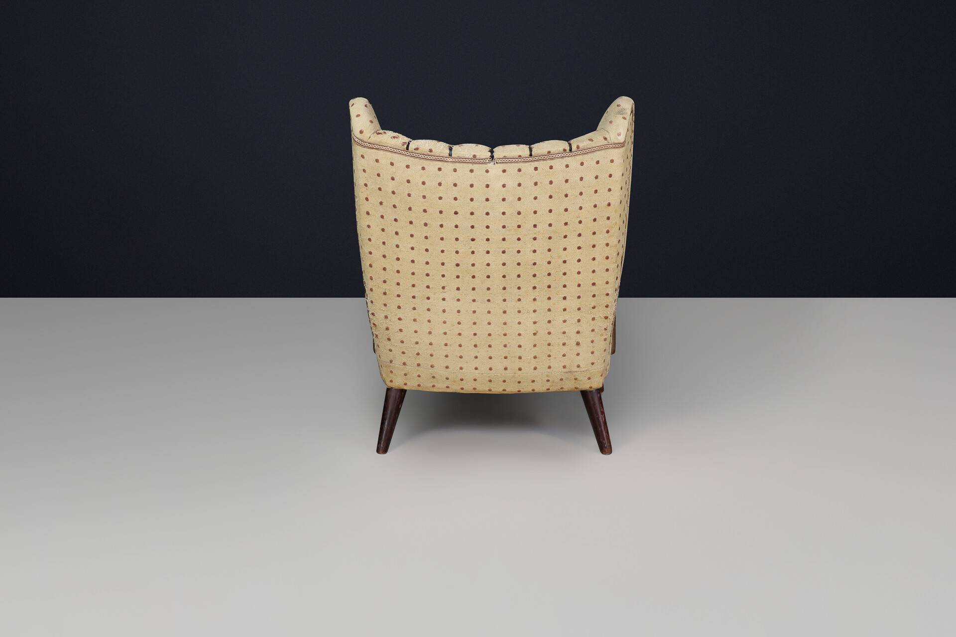 Art Deco walnut wingback armchair by Jan Vaněk, Czechoslovakia 1930 Mid-20th century