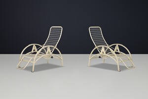 Bauhaus Adjustable patio Lounge chairs in patinated iron , Germany 1930s Early-20th century