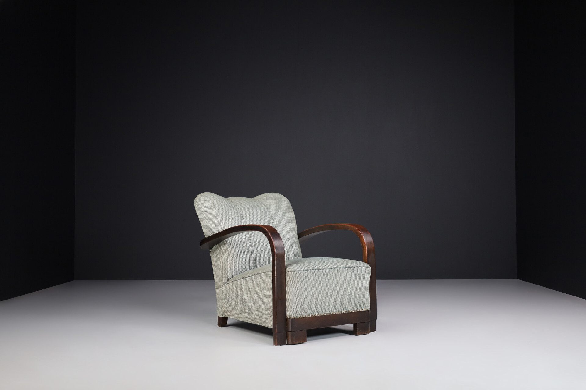 Bauhaus Art deco lounge chair with original fabric France 1940s Mid-20th century