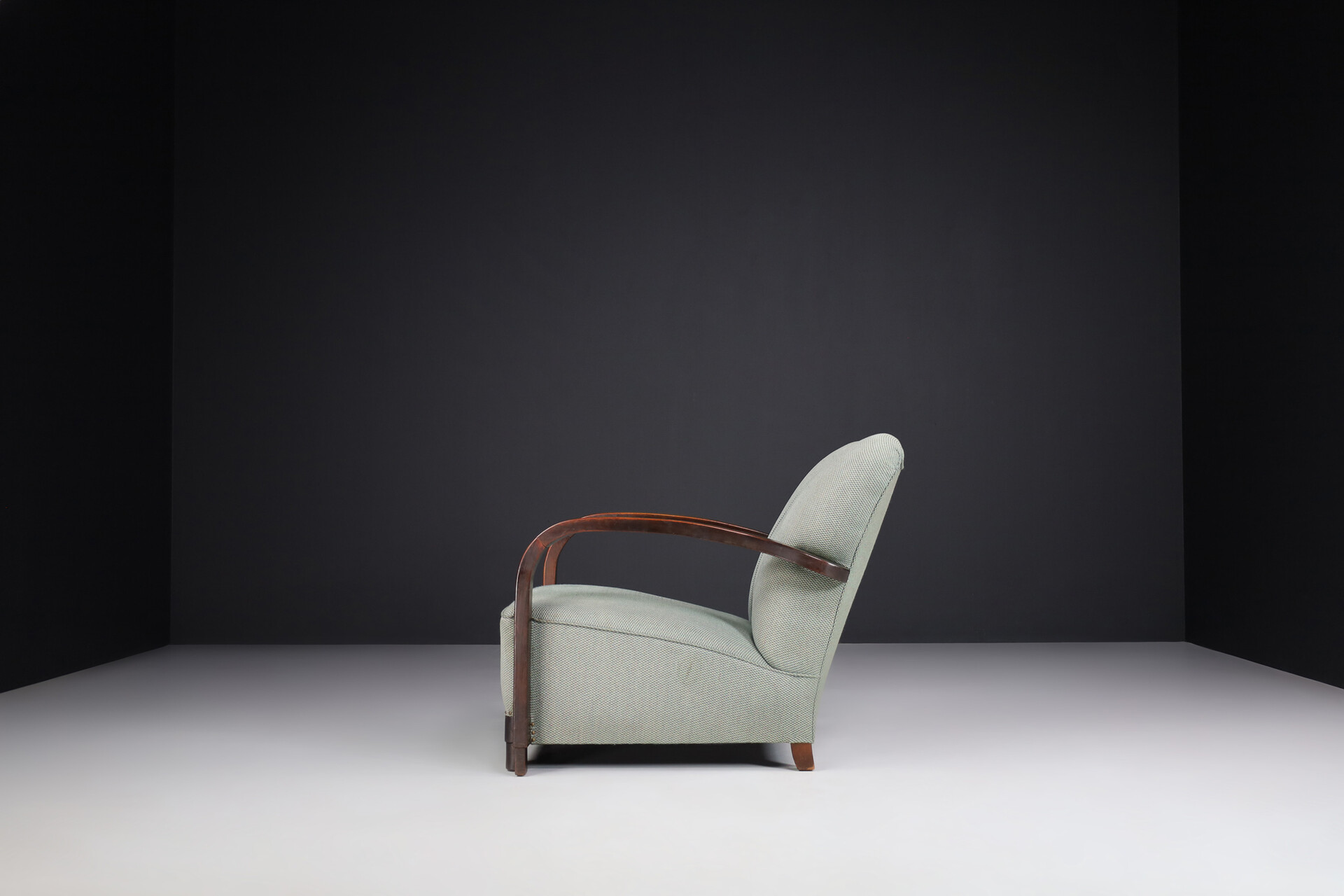 Bauhaus Art deco lounge chair with original fabric France 1940s Mid-20th century