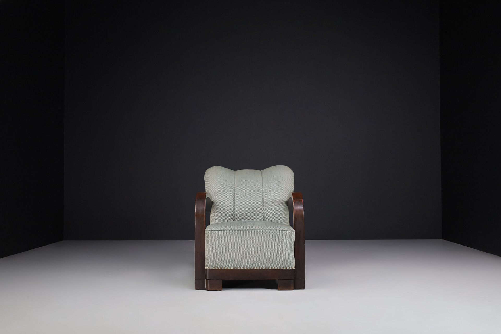 Bauhaus Art deco lounge chair with original fabric France 1940s Mid-20th century