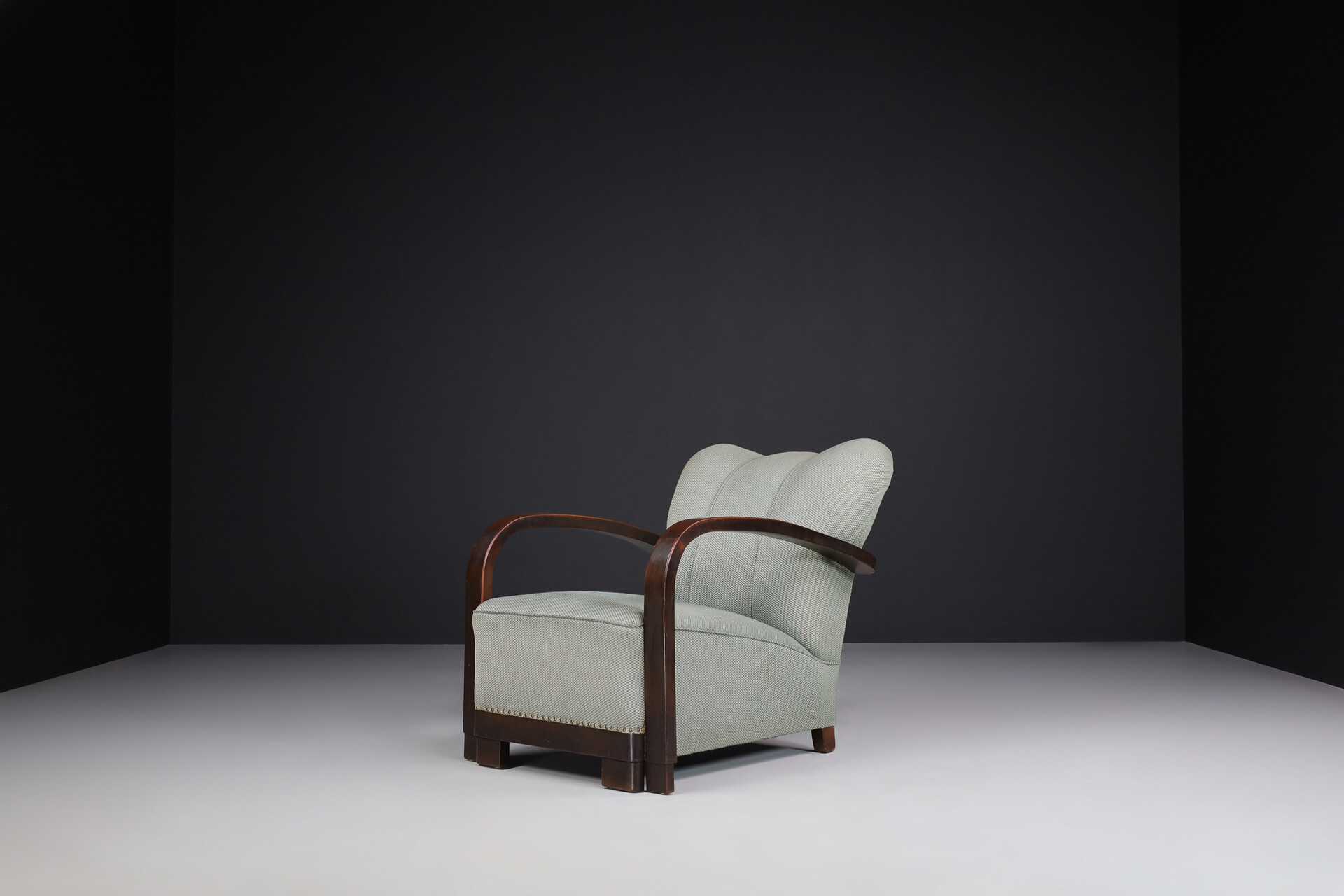 Bauhaus Art deco lounge chair with original fabric France 1940s Mid-20th century