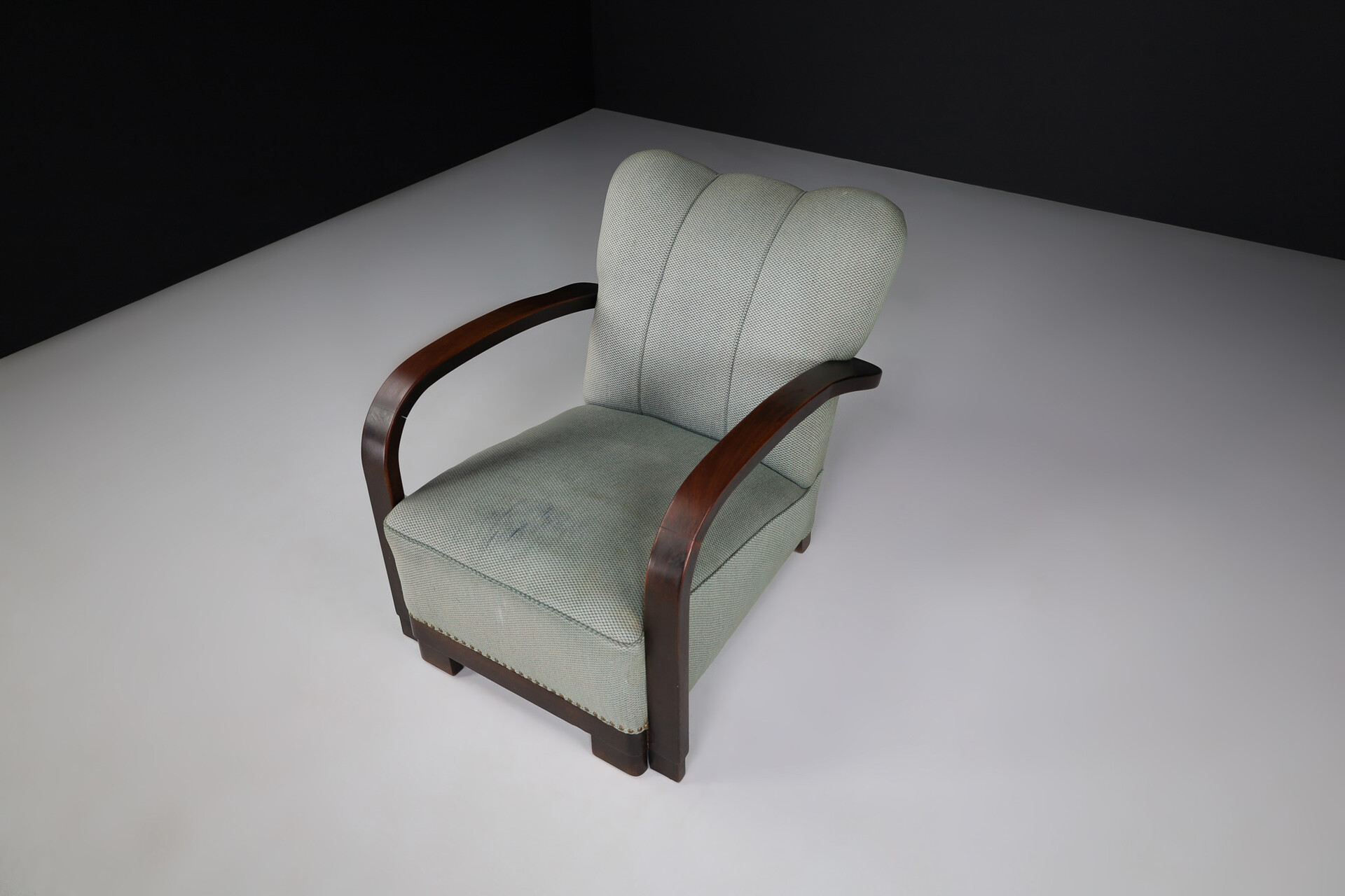 Bauhaus Art deco lounge chair with original fabric France 1940s Mid-20th century