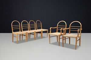 Bauhaus Ash and rope dining room chairs , Germany 1930s Early-20th century
