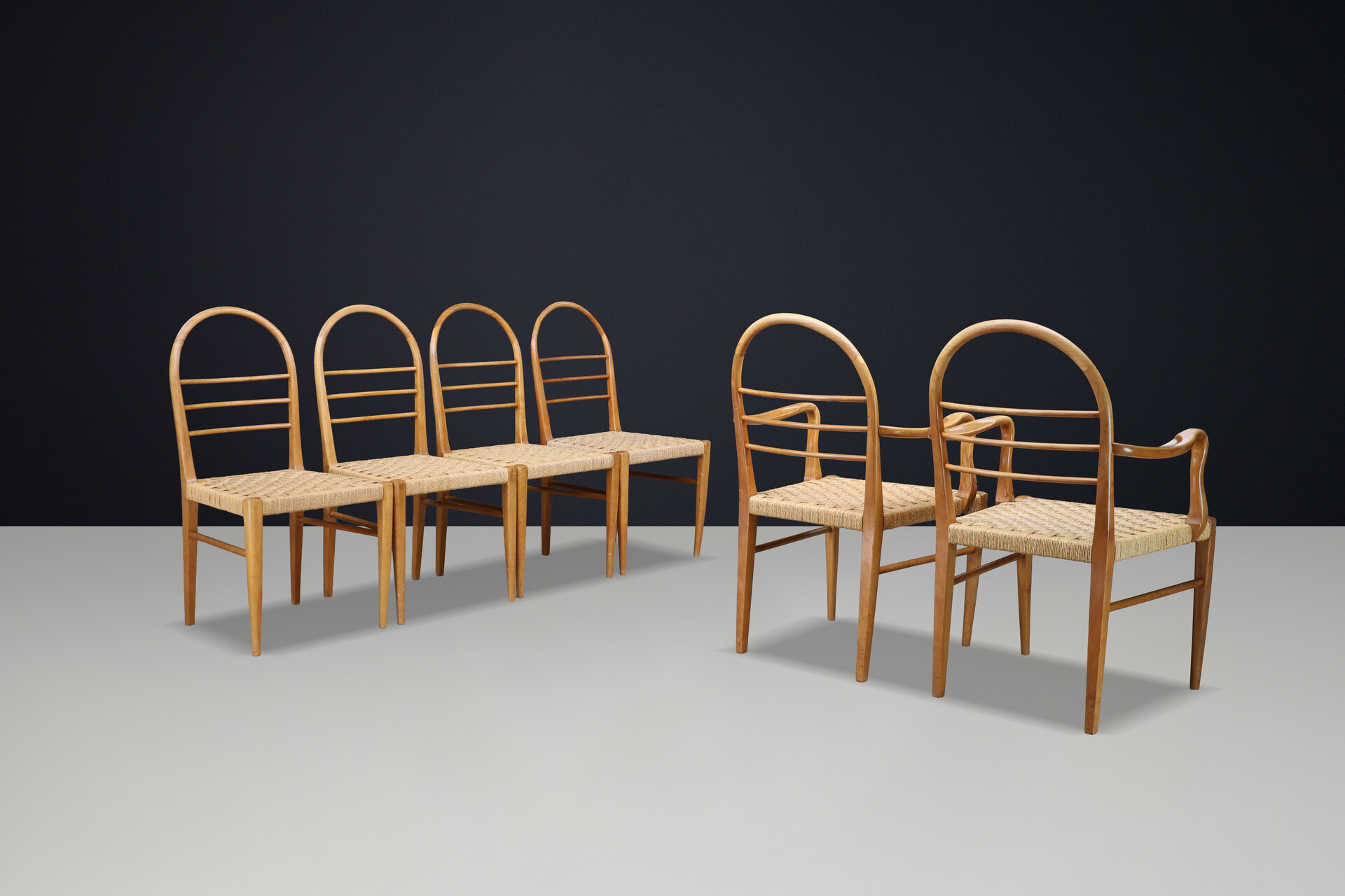 Bauhaus Ash and rope dining room chairs , Germany 1930s Early-20th century