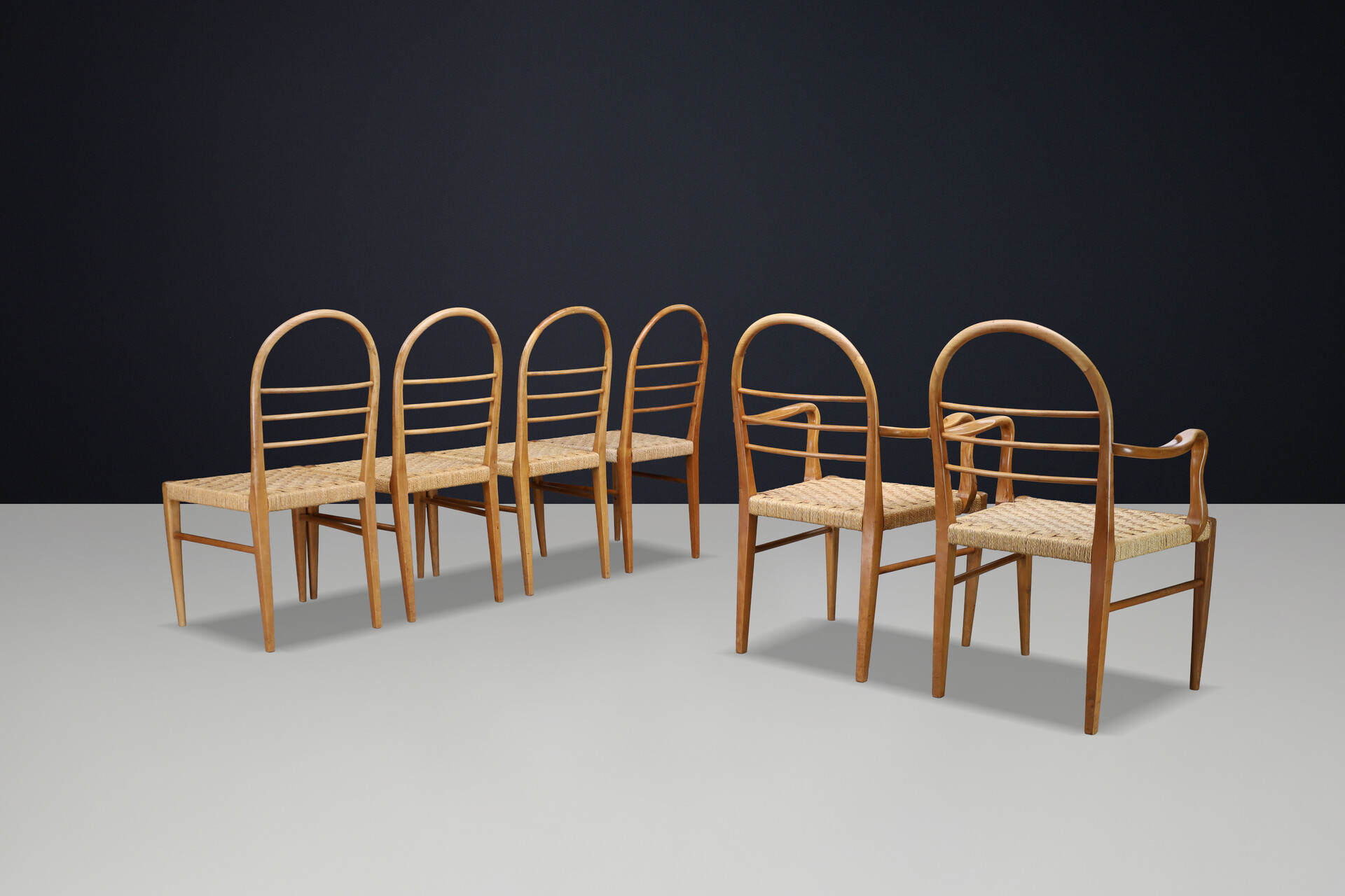 Bauhaus Ash and rope dining room chairs , Germany 1930s Early-20th century