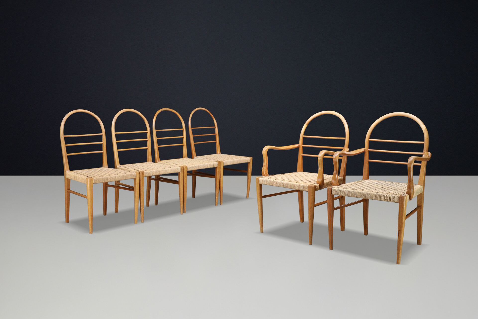 Bauhaus Ash and rope dining room chairs , Germany 1930s Early-20th century