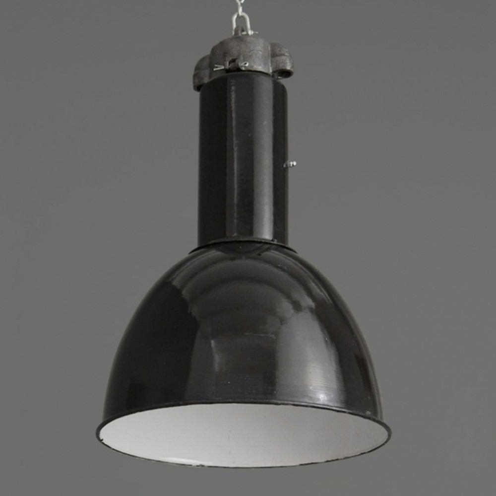 Bauhaus Metal German Factory Lights in Black Enamel, circa 1930 Early-20th century