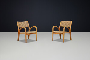 Bent Plywood & Braided Rope Armchairs by Augusto Romano, Italy, 1940s Mid-20th century