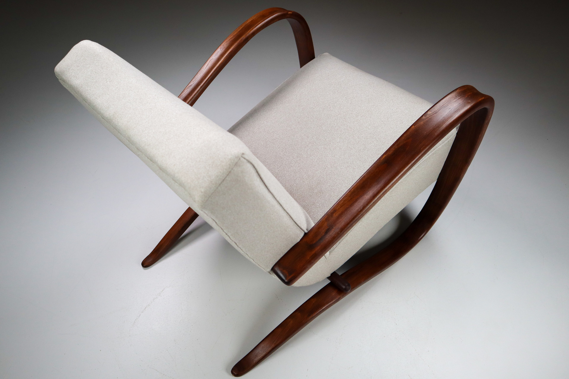 Bentwood Armchair H269 by Jindřich Halabala with new upholstered fabric 1930s Early-20th century