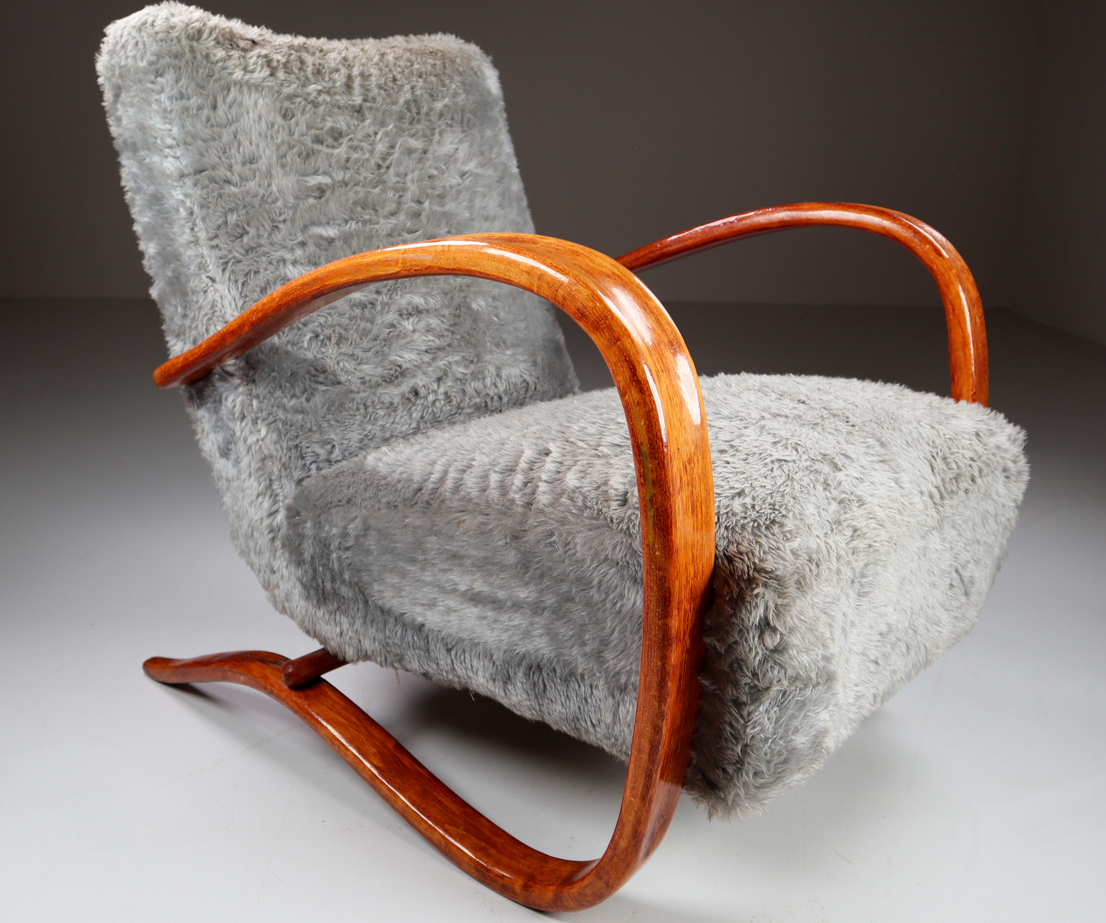 Bentwood Armchair H269 by Jindřich Halabala with old fabric 1930s Early-20th century