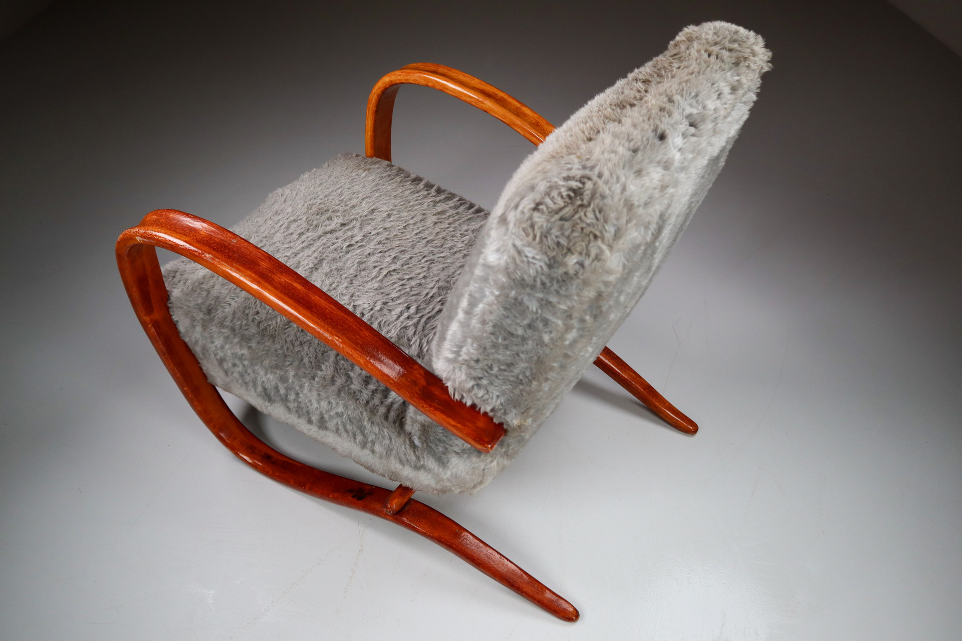 Bentwood Armchair H269 by Jindřich Halabala with old fabric 1930s Early-20th century