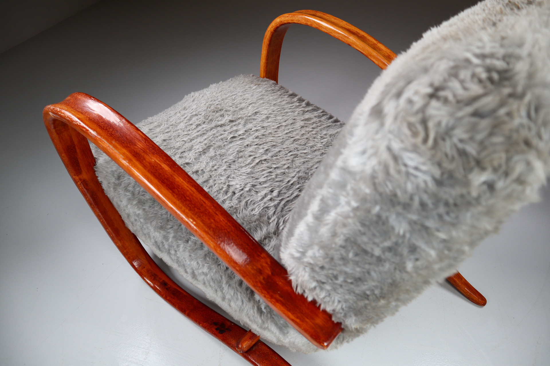 Bentwood Armchair H269 by Jindřich Halabala with old fabric 1930s Early-20th century