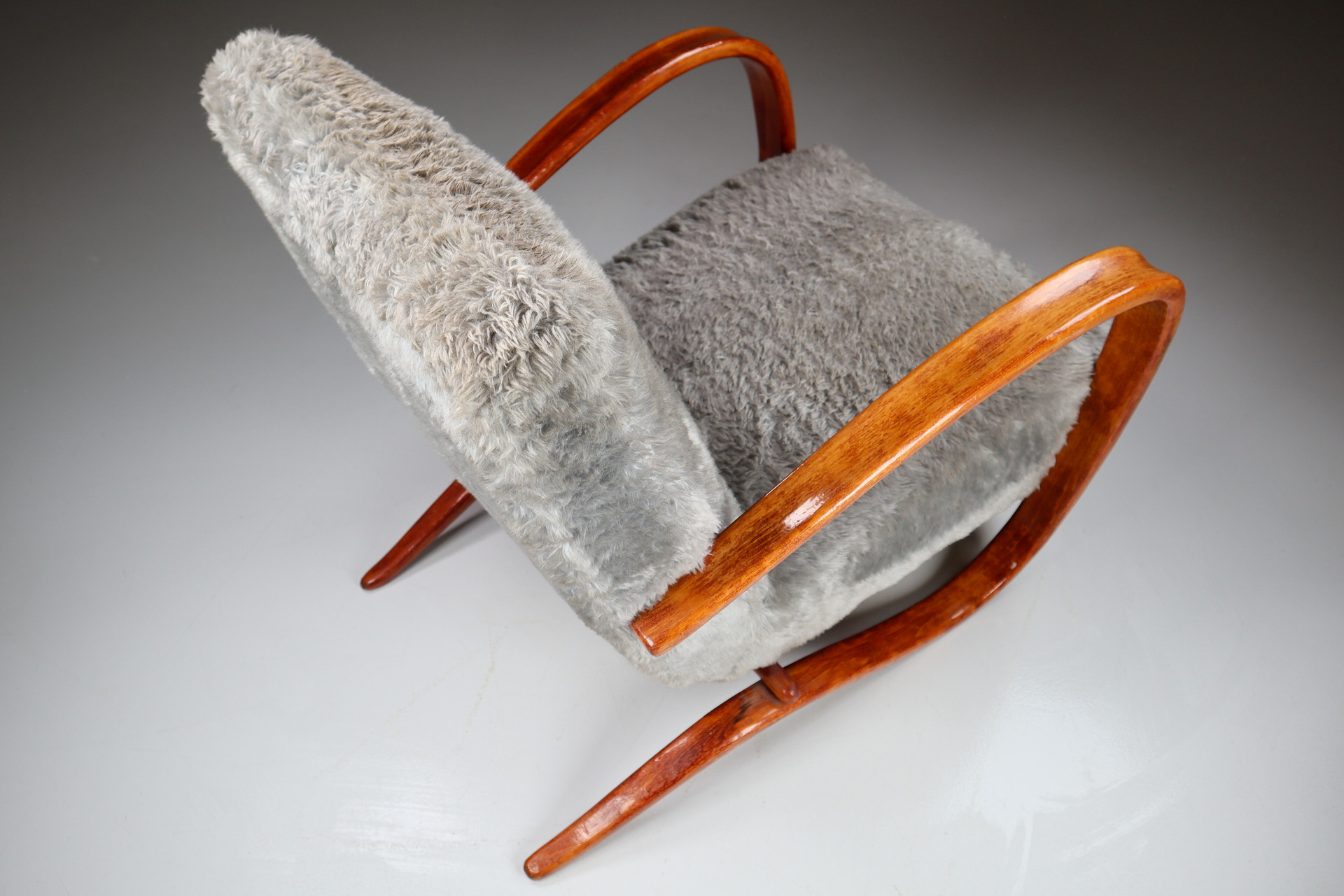 Bentwood Armchair H269 by Jindřich Halabala with old fabric 1930s Early-20th century