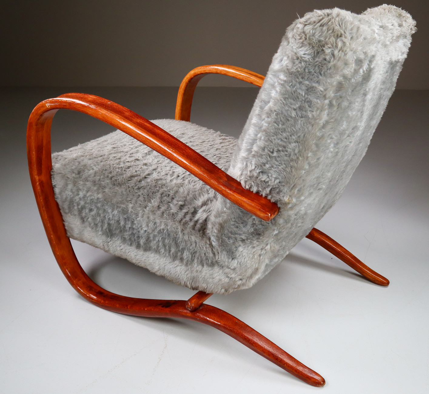 Bentwood Armchair H269 by Jindřich Halabala with old fabric 1930s Early-20th century