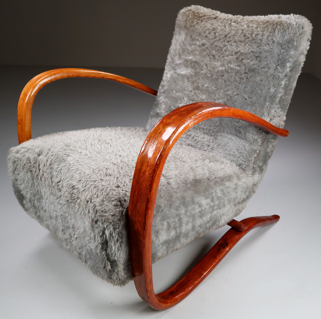 Bentwood Armchair H269 by Jindřich Halabala with old fabric 1930s Early-20th century