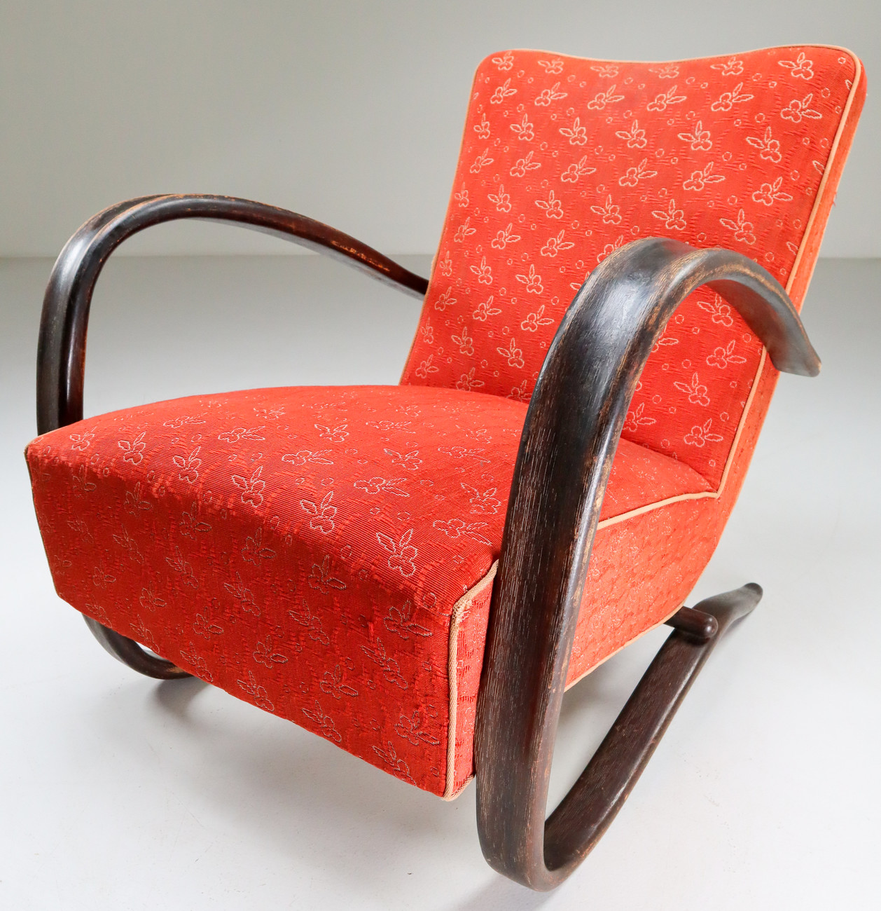 Bentwood Armchairs H269 by Jindřich Halabala with original fabric 1930s Early-20th century