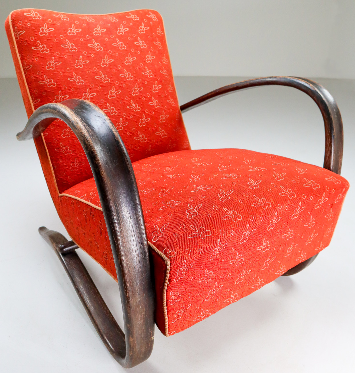 Bentwood Armchairs H269 by Jindřich Halabala with original fabric 1930s Early-20th century