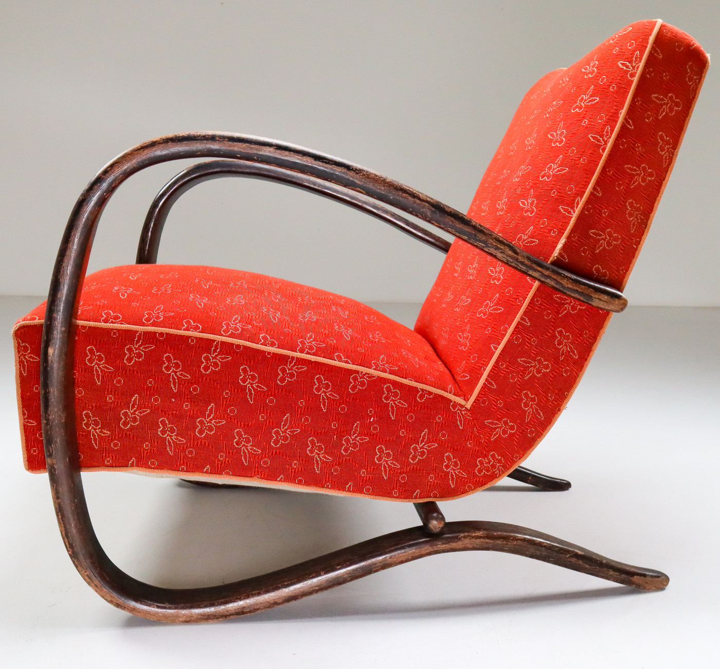 Bentwood Armchairs H269 by Jindřich Halabala with original fabric 1930s Early-20th century