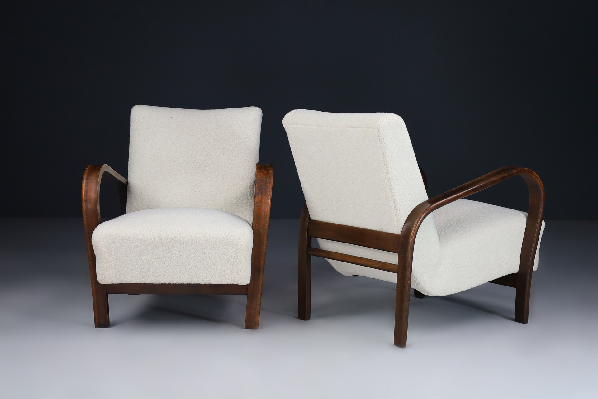 Bentwood Armchairs in Re-Upholstered in Fabric by Karel Kozelka & Antonin Kropá, 1950s Mid-20th century
