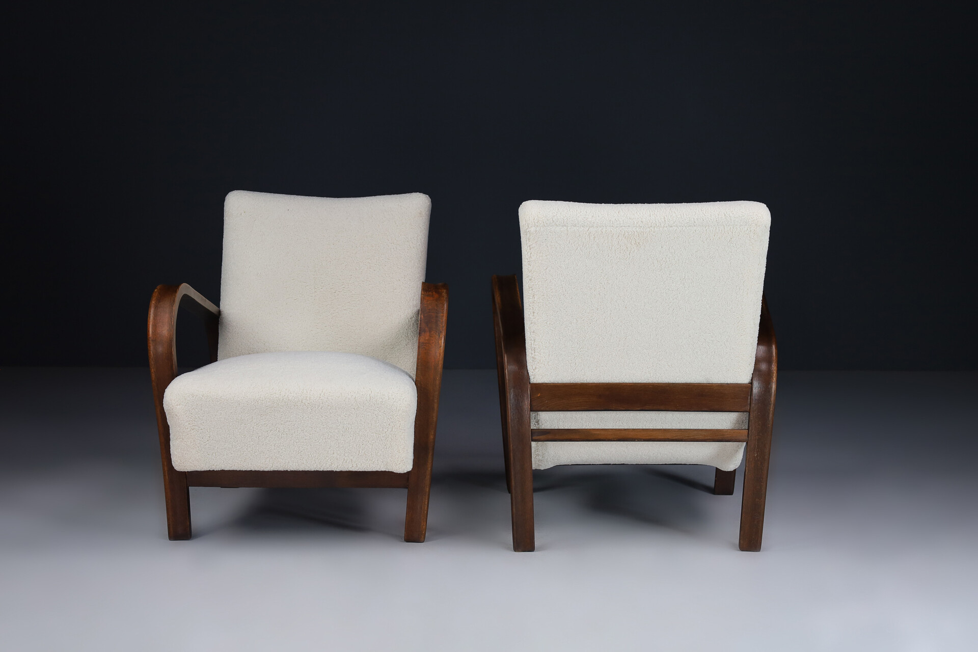 Bentwood Armchairs in Re-Upholstered in Fabric by Karel Kozelka & Antonin Kropá, 1950s Mid-20th century