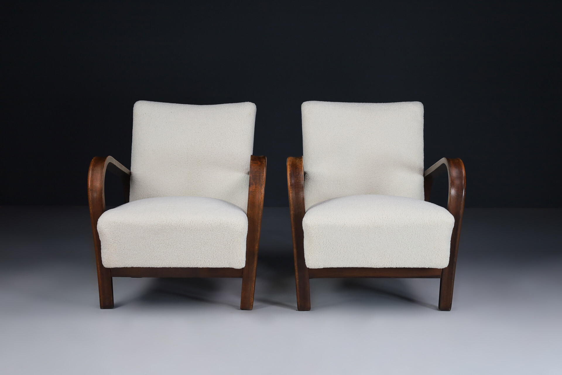 Bentwood Armchairs in Re-Upholstered in Fabric by Karel Kozelka & Antonin Kropá, 1950s Mid-20th century